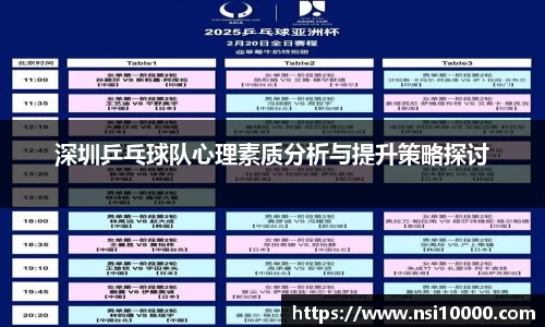深圳乒乓球队心理素质分析与提升策略探讨